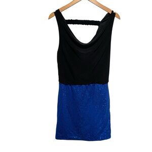 Nina Piu Women's Chic Black and Blue Sequin Mini Dress Size M‎